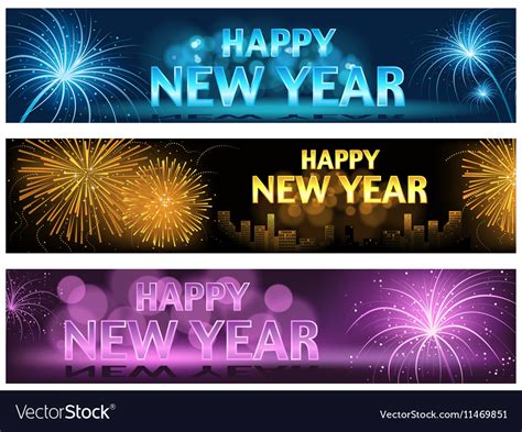 Happy new year banner set Royalty Free Vector Image