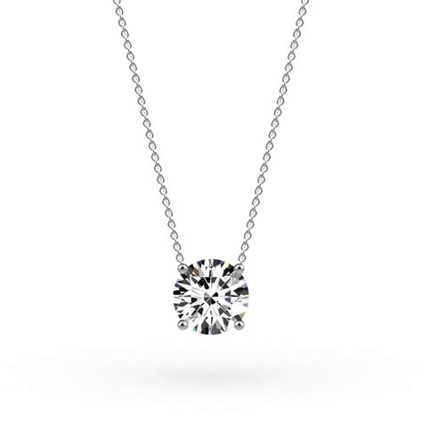 Round Brilliant Cut Diamond Floating Pendant - Platandia