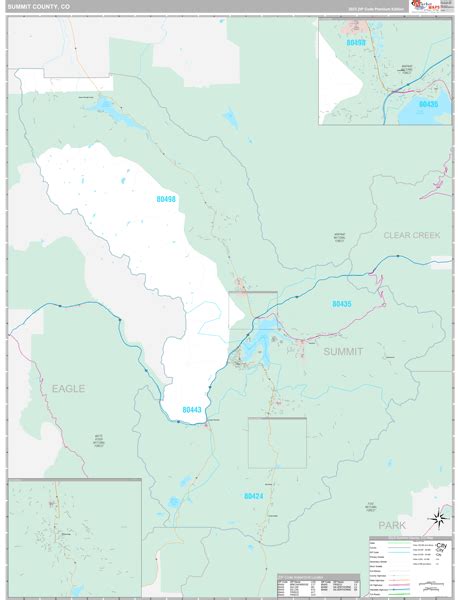 Summit County, CO Wall Map Premium Style by MarketMAPS - MapSales