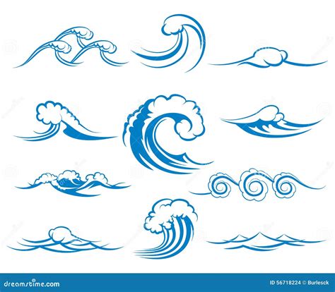 Ondas Del Mar O De Las Olas Oceánicas, Ejemplo Del Vector Ilustración ...