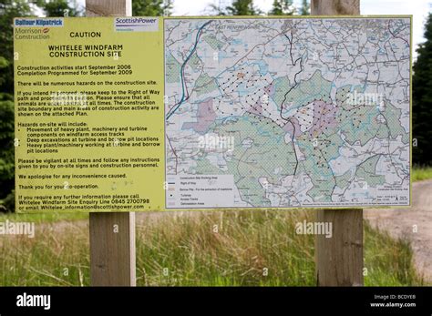 Whitelee Wind Farm Construction Site Map, Scotland Stock Photo, Royalty ...