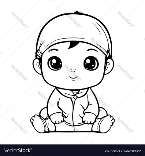 Cute baby boy cartoon character mascot design Vector Image