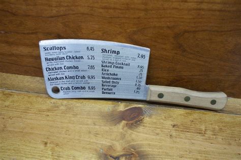 Cork 'N Cleaver Menu ... Restaurant Menu on a Meat Cleaver | #1876044425