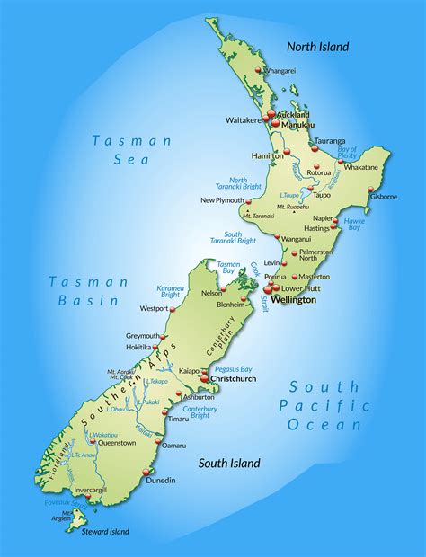 Large detailed map of New Zealand with cities | New Zealand | Oceania ...