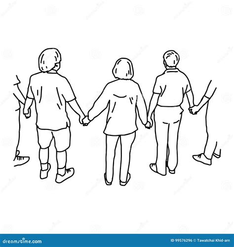 People Holding Hands - Vector Illustration Sketch Hand Drawn Wit Stock ...