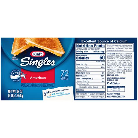 Kraft American Cheese Slices Nutrition Facts - Bios Pics