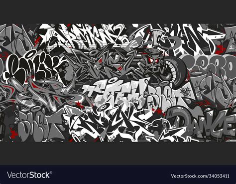 Dark grey abstract graffiti street art seamless Vector Image