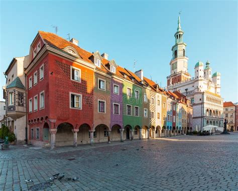 Poznan. Old Town. Historic Tenements and the Town Hall Stock Image ...