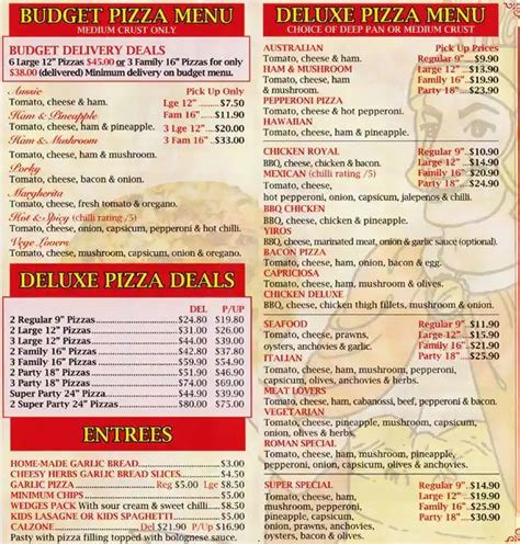 Roman Pizza Menu, Menu for Roman Pizza, Modbury Heights, Adelaide ...