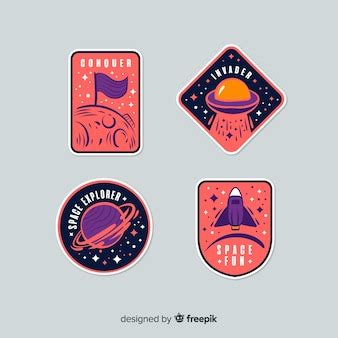 Free Vector | Cute colorful space stickers set