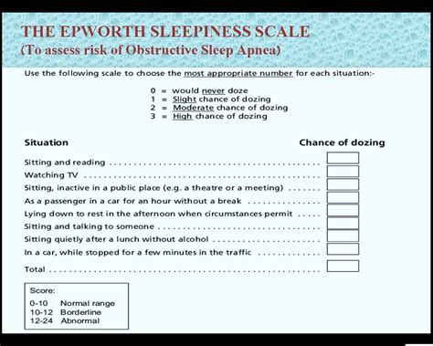 Printable Epworth Sleepiness Scale