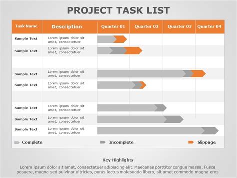 Project Management Task List Template