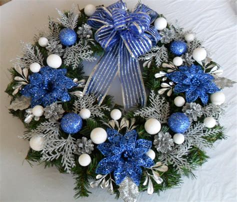 Blue Silver Christmas Wreath Blue Christmas Wreath Christmas