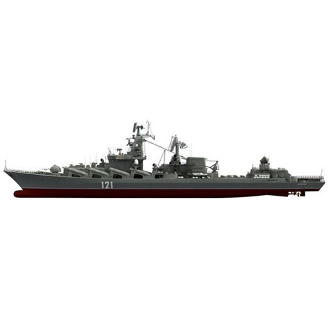 missile cruiser moskva warship 3d model