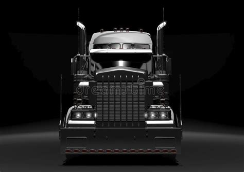 Black Semi Truck In The Dark Stock Illustration - Illustration of ...