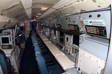 Interior of the RAF Nimrod R1 SIGNIT aircraft. It had a crew of 20 and ...