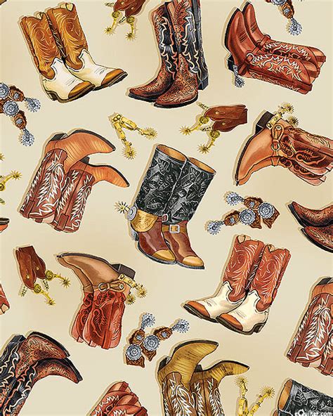 Benartex Fabrics Yellowstone - Cowboy Boots - Sandstone