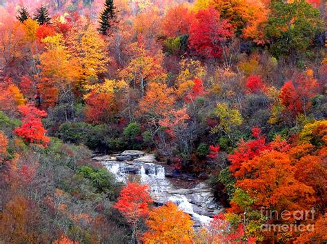 Blue Ridge Parkway Waterfall In Autumn Photograph by Crystal Joy ...