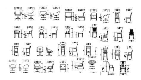 Classic chair all sided elevation block drawing details dwg file - Cadbull