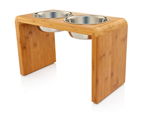 Large Elevated Dog & Pet Feeder - Double Bowl Raised Food & Water Stand ...