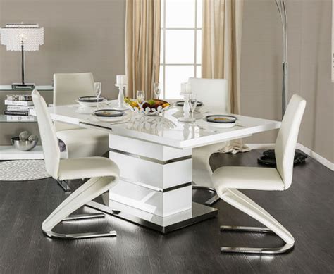 Veronica Extendable Dining Table w/Four Chairs- White - Black