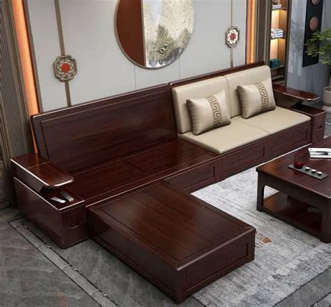 Astonishing Wooden Leather Sectional-Sofa With Chaise | Muebles, Bancos