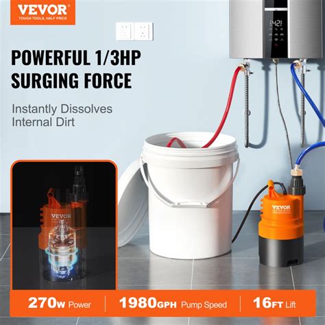 VEVOR Tankless Water Heater Flushing Kit, Includes Efficient Pump & 5 ...