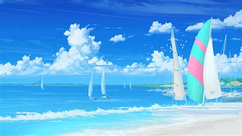 summer, beach, anime, scenery, 4k, HD Wallpaper | Rare Gallery