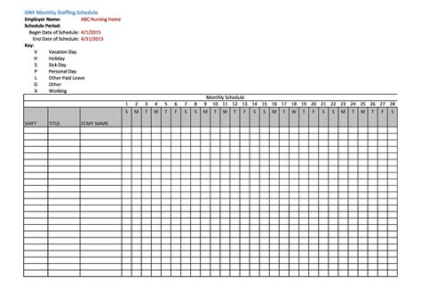 Free Printable Employee Schedule Template