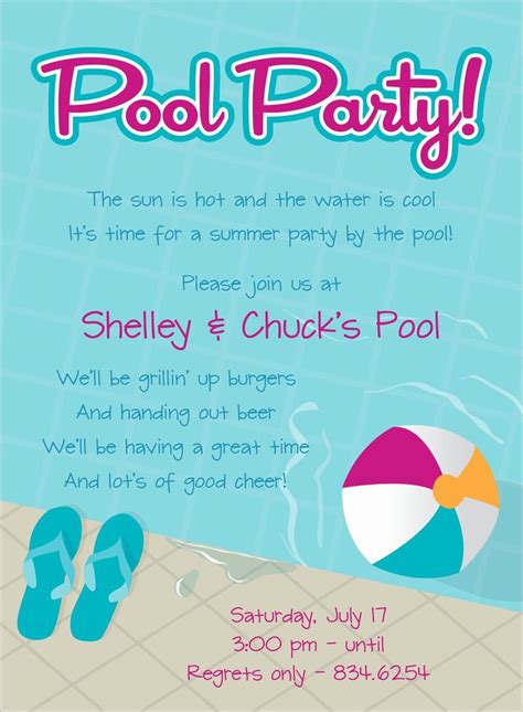 Pool Party Invitation Template Free Unique Pool Party Free Line Invitat ...