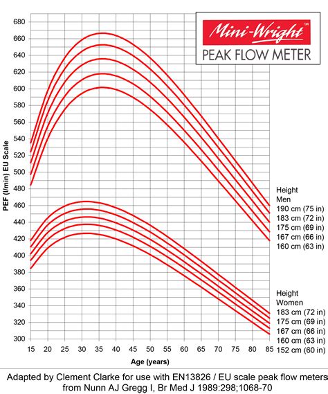 Peak Flow Normal Values Chart - DoctorJeal