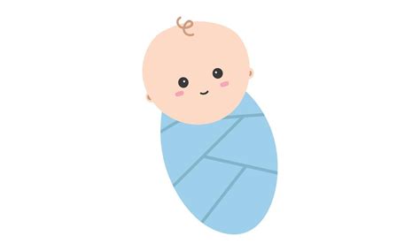 Smiling baby swaddle clipart. Simple cute smile baby swaddle in blue ...