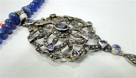 Diamond Tanzanite Victorian Necklace Pendant Jewellery Free - Etsy