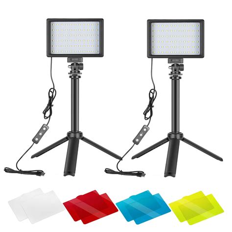 Neewer 2 Packs Portable Photography Lighting Kit Dimmable 5600K USB 66 ...