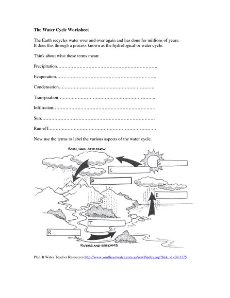 Water Cycle Diagram Worksheet - Printable And Enjoyable Learning