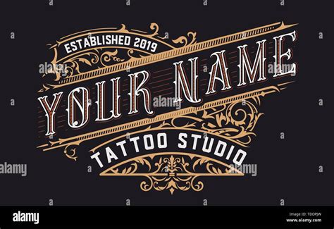 Tattoo logo template with vintage ornaments. Layered Stock Vector Image ...