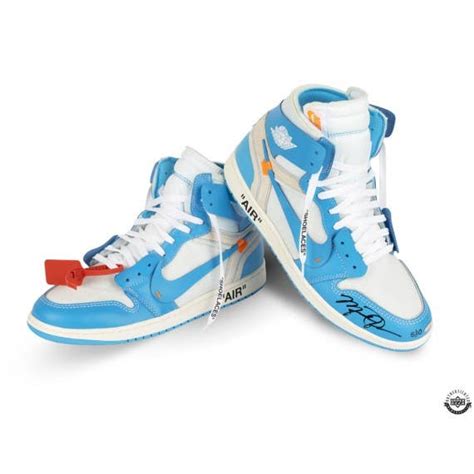 Michael Jordan Autographed Nike Air Jordan 1 Retro High Off-White "UNC ...