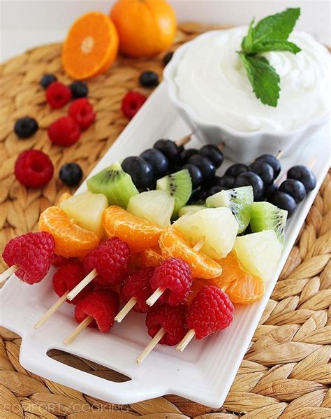 Rainbow Fruit Skewers With Yogurt Fruit Dip Recipe — Dishmaps