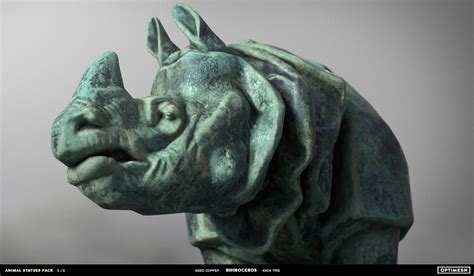 ArtStation - Rhino Rhinoceros Statue - 3D PBR model Low-poly | Game Assets