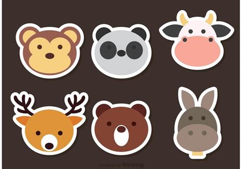 Cute Animal Face Vector Icons - Download Free Vector Art, Stock ...