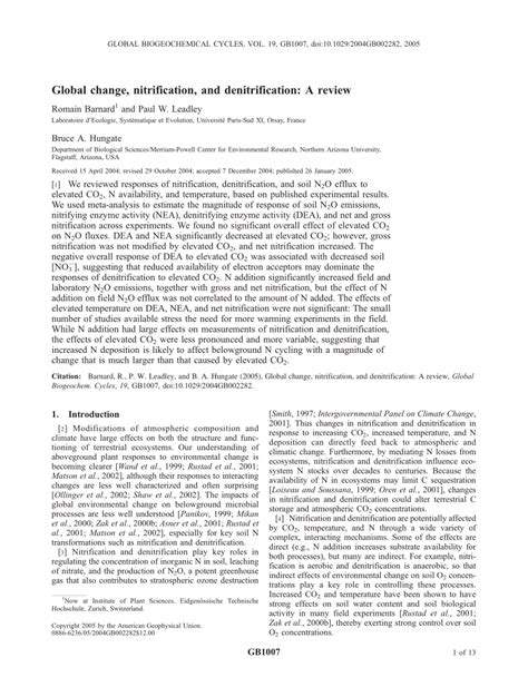 (PDF) Global change, nitrification, and denitrification: A review