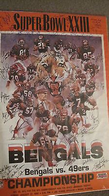 CINCINNATI BENGALS 49ers SIGNED 1988/1989 SUPER BOWL POSTER 68 SIGS POP ...