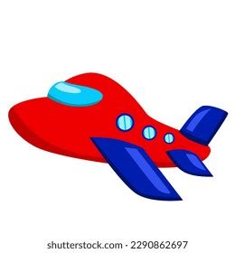 Red Color Airplane Illustration Flat Style Stock Vector (Royalty Free ...