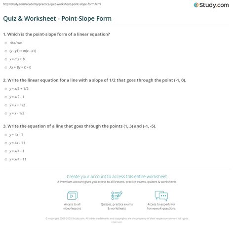 Worksheet 2-2-6 ~ Point-Slope Form - Worksheets Library