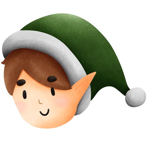 Isolated cute and happy Christmas elf wear green hat in transparent ...