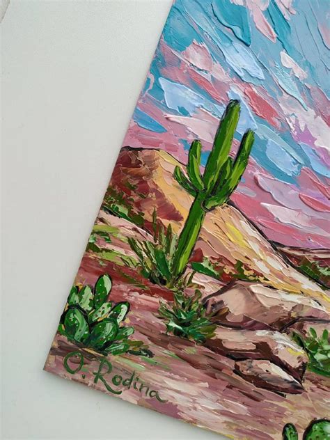 Cactus Desert painting Arizona sunset oil painting Saguaro | Etsy