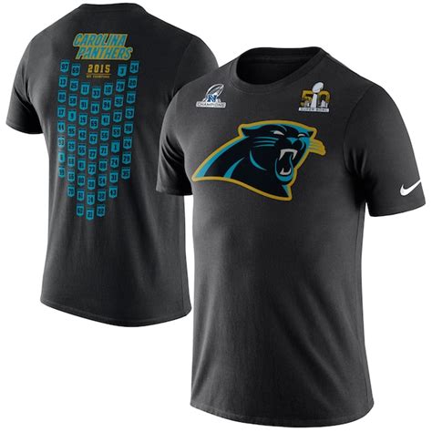 Carolina Panthers Nike Super Bowl 50 Bound Roster T-Shirt - Black ...