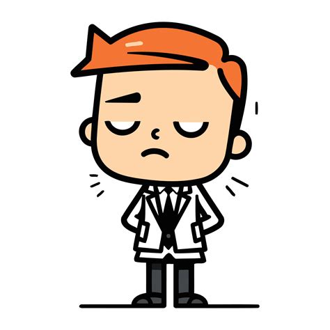 Sad doctor cartoon character. Vector illustration of tired doctor ...