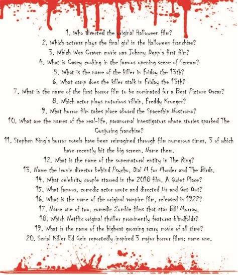 Friday The 13Th Trivia Printable | Printable Templates Free