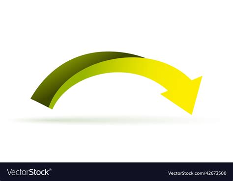 Yellow curved arrow Royalty Free Vector Image - VectorStock